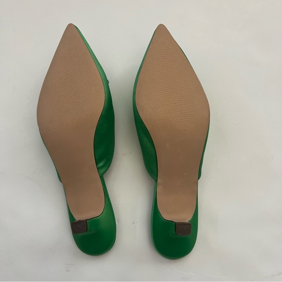 Steve Madden Green SATIN Party Kees Rhinestone Embellished Kitten Mule 6.5 Chic - Picture 9 of 11